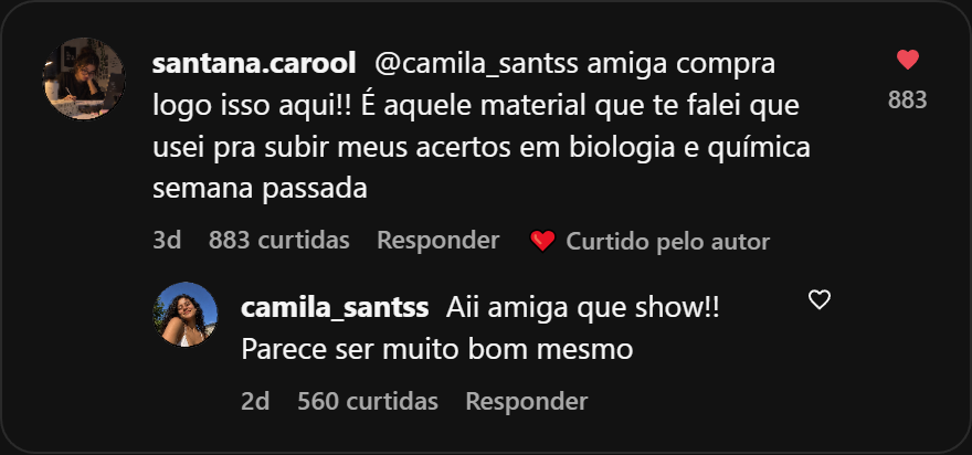 Depoimento Aluno 5 no Instagram